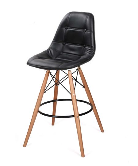 כסא בר עור שחור