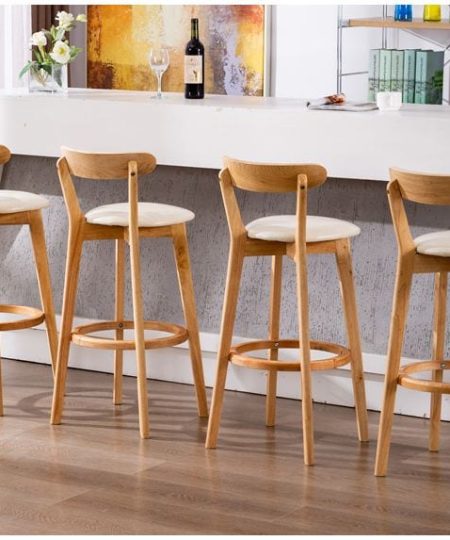 כסא בר עץ מלא